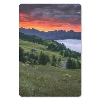 Produktbild von MuchoWow® Mauspad Mousepad Gras - Berge - Abend 18x27 cm - Mousepads - Maus Mat - Pad - Mausunterlage