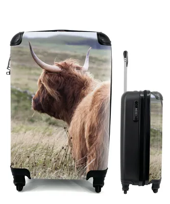Produktbild von MuchoWow® Koffer Handgepäck Trolley Rollkoffer Kleine Reisekoffer mit 4 Rollen - Schottische Highlander - Natur - Meer - Cabin Size < 55x40x23 cm & 55x40x20 cm - Fotokoffer - Kabinenkoffer - Boardgepäck - Reise-Box - Reisekoffer - Reisegepäck - Koffer mit Bild - Trolley für Kinder