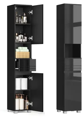 Produktbild von Hochschrank – Schwarz – MDF – platzsparend – 30 x 30 x 170 cm