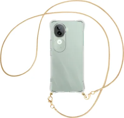 Produktbild von Handykette Backcover-Schutzhülle mit Band (Metall goldfarben) für Vivo iQOO Z9S 5G - goldfarbene Snake-Kette