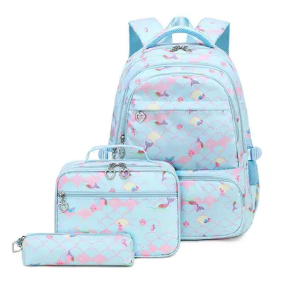 Produktbild von Schulrucksack 3-teilig für Mädchen | Ergonomisch, Wasserabweisend, mit Lunch-Tasche & Federmäppchen
