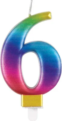 Produktbild von Zahlenkerze 6 in Regenbogenfarben