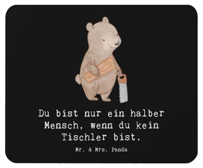 Produktbild von Mr. & Mrs. Panda Mouse Pad Tischler Herz - Schwarz - Geschenk, pc mauspad, Mousepad, laptop, computer