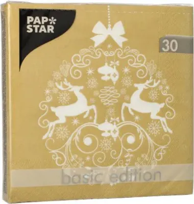 Produktbild von PAPSTAR Weihnachts-Motivservietten "Deers Couple" gold