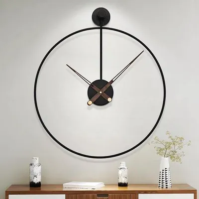 Zdjęcie produktu dla Nowoczesny zegar ścienny, czarny, 50 cm, metalowy