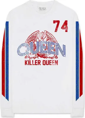 Produktbild von Königin - Killer Königin '74 Streifen Uni XX-großes T-Shirt - weiß