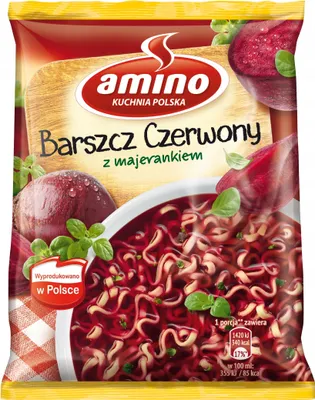 Obrázok produktu pre Amino Zupa błyskawiczna barszcz czerwony z majerankiem 66 g x 6 ks