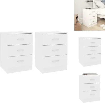 Obrázek produktu pro vidaXL Noční stolky 2 ks. Bílé 38x35x56 cm Materiál na bázi dřeva - Noční stolky