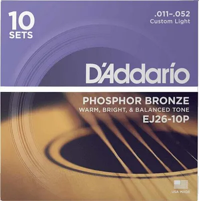 Obrázok produktu pre D'Addario EJ26-10P, Gitara, akustický, 60 kusov