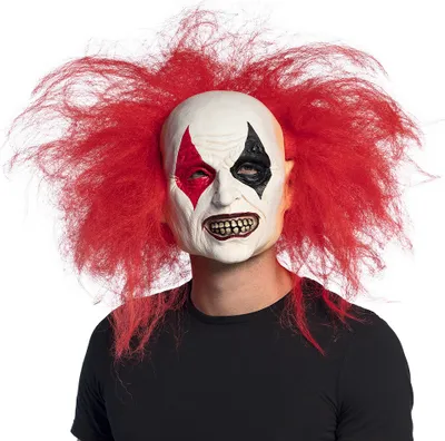 Image de Masque en latex clown d'horreur avec des cheveux