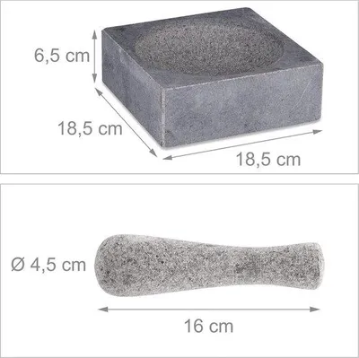 Produktbild von Famanu Mörser und Stößel aus unpoliertem Granit - 65 x 185 x 185 cm