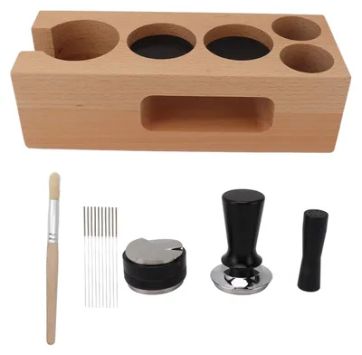 Espresso Tamper Set 54 mm, 5-teiliges Barista-Zubehör aus Holz