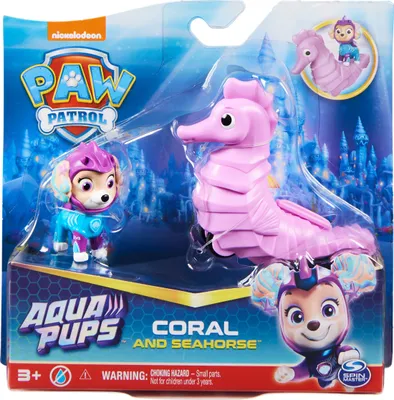 Produktbild von Paw Patrol Aqua Pups - Hero Pups-Set mit Coral-Welpenfigur und Seepferd-Figur, Spielfigur