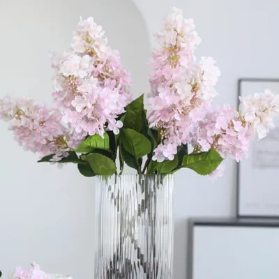 Kunsthortensien, 2 Stück, 73 cm, hellrosa, künstliche Blumen