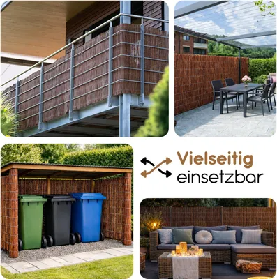 Produktbild von BOOGARDI Weidenmatte in 20 Größen · 80x500cm · Sichtschutzmatte Weide Balkonverkleidung Gartenzaun Sichtschutz Garten Balkon Sichtschutzzaun Holz