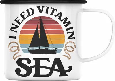 Produktbild von Trendation - Segeln Geschenk Emaille Tasse Mir Reichts Ich Geh Segeln Geschenkidee für Segler Emaille Emaille Tasse Besonders Segelboot Mann (Schwarz)