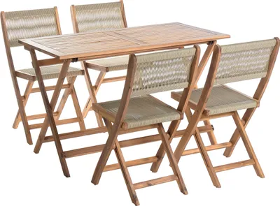 Obrázek produktu pro BELIANI Zahradní jídelní set béžový stůl akáciové dřevo 120 x 60 cm 4 venkovní židle