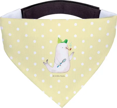 Produktbild von Mr. & Mrs. Panda Halstuch Robbe Sherlock - Gelb Pastell - Geschenk, Lustige Sprüche, Für Hunde, Tuch, Hundehalstuch, Hund