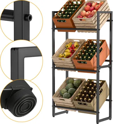 Obrázok produktu pre Izrielar Nápojový stojan na nápoje 6 prepraviek Kapacita nápojového stojana Kovový stojan ideálny pre kuchyňu a špajzu 3 kusy