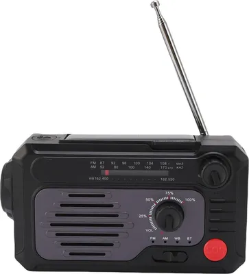 Zdjęcie produktu dla Przenośne radio AM FM WB z latarką LED i alarmem SOS do użytku w pomieszczeniach i na zewnątrz podczas wędrówek kempingowych