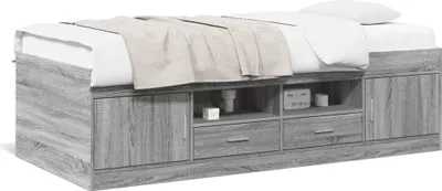 Image de vidaXL Lit de jour avec tiroirs sans matelas Gris Sonoma 90x190 cm