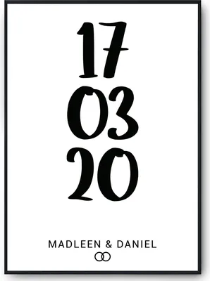 Produktbild von Jahrestag Poster Personalisiert Datum Namen | Partner Geschenk zur Hochzeit – DIN A4 (21x29.7cm)