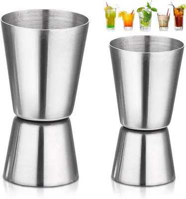 Immagine prodotto di Set di shaker da cocktail in acciaio inossidabile da 25/50 ml e 15/30 ml - Set da bar per feste - Attrezzatura da barista