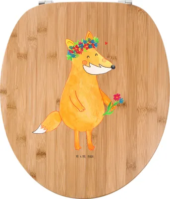 Produktbild von Mr. & Mrs. Panda Klodeckel Fuchs Blumen - Transparent - Geschenk, Mich, WC Brille, Liebe, Toilettendeckel, Ich, Klo-Deckel, Boho, Freundinnen, Klobrille, Blumenliebe