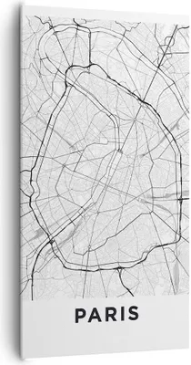 Produktbild von Bild auf Leinwand - Leinwandbild - Einteilig - Stadt Karte Paris - 65x120cm - Wand Bild - Wanddeko - Wandbilder - Leinwanddruck - Bilder - Wanddekoration - Leinwand bilder - Wandbild - PA65x120-4868