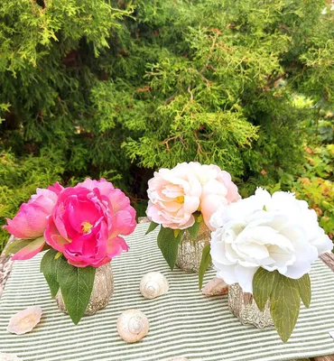 Produktbild von artplants.de Kunst Blumenstrauß Pfingstrose VEIKO in Glasvase, pink, 15cm - Künstlicher Pfingstrosenstrauß