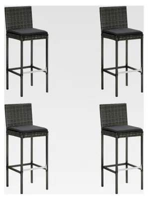 Produktbild von Gartenhocker Barhocker Poly Rattan Sitzkissen anthrazit grau 40x44x108 cm