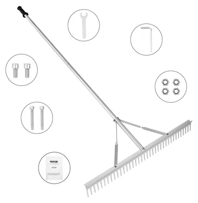 Image de Fouloir à gazon - Râteau à gazon - Râteau à feuilles - Râteau de jardin - Râteau pour bassin - Lame de râteau en aluminium, 91,5 cm