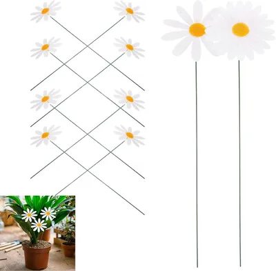Produktbild von Bunte Gänseblümchen-Gartenstecker aus Metall, 10 Stück, Blumenstecker für den Frühling, für Garten, Rasen, Terrasse und Außendekoration