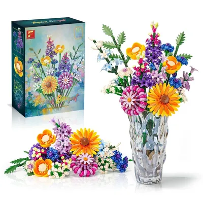 Produktbild von Klemmbausteine Blumen 16 Wildblumen Set Blumenstrauß Bausteine 1183 St Spielbaus