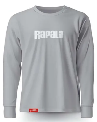 Image de T-shirt à manches longues Rapala gris et blanc avec logo, taille XS