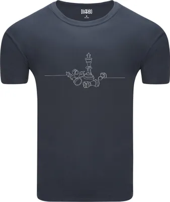 Produktbild von Diarbo Herren T-Shirt mit Schachliebhaber Aufdruck Schachlinie Dunkelgrau Gr.S