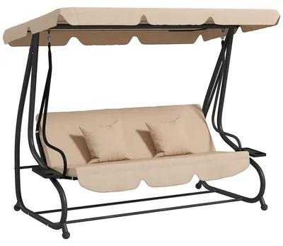 Produktbild von Outsunny 2 in 1 Hollywoodschaukel mit Liegefunktion 3-Sitzer Gartenschaukel