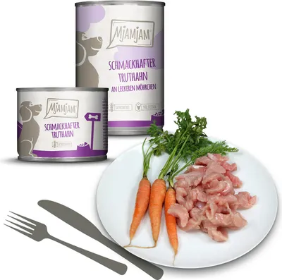 Produktbild von MjAMjAM 6x400g Truthahn an Möhren Nassfutter für Hunde Hauptfutter