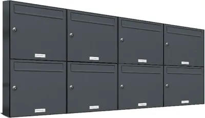 Produktbild von 8er Briefkasten Anthrazit Anlage 8 Fach Wandbriefkasten Postkasten