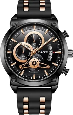 Image de Montre LIGE TR-23705 - Élégance Noir / Or Rose KP23705