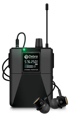 Obrázok produktu pre Bezdrôtový systém slúchadiel do uší s stereo zvukom, dosah 300 metrov, profesionálne IEM slúchadlá vhodné na pódiové vystúpenia a do štúdia