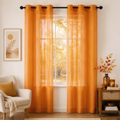 Productafbeelding van Omgoods - Translucente Gordijnen met Oogjes, 2 Stuks 140 x 245 cm