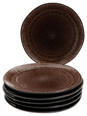 Produktbild von Reactive Glaze Brown 6er Set Kuchenteller 6 Personen Braune Frühstücksteller