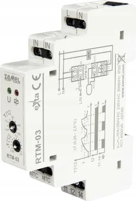Obrázek produktu pro Regulátor teploty 1-modul s hysterezí 0,25-2st C RTM-03 Exta Zamel