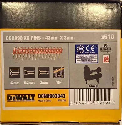 Image de Boîte de 510 pointes acier XH pour cloueur 3x43MM - DEWALT - DCN8903043