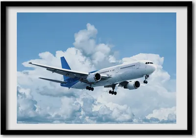 Produktbild von Bild - Bilderrahmen - 100 cm x 70 cm - MDF - Rahmen - Foto - Wandkunst Flugzeug im Himmel