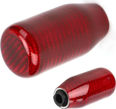 Image de Universal Auto Pommeau de levier de vitesses Tête Aluminium Fibre de Carbone Voiture Modification Rouge Type Court
