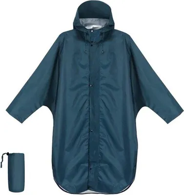 Produktbild von Regenponcho mit Kapuze und Ärmeln – Wasserdichte und winddichte Regenjacke – Leichte Regenbekleidung für Damen und Herren