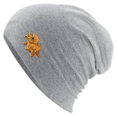 Produktbild von Huuraa Beanie Triceratops Dinosaurier Heather Grey One Size Baumwolle und Elasthan Mütze Geschenkidee