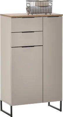 Produktbild von Midischrank - B 60 cm - 2 Türen - 2 Schubladen - Beige - Evoke Eiche Nachbildung